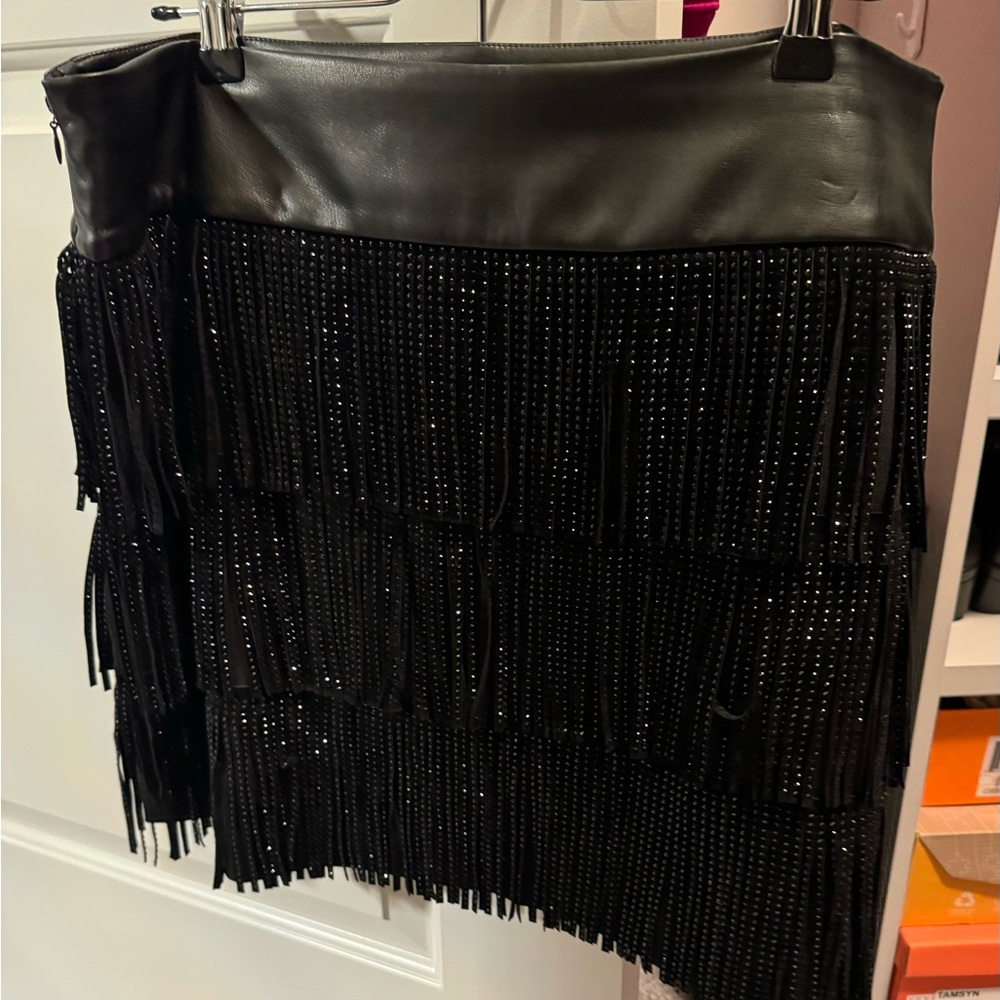 DKNY fringe skirt with rhinestones.  Size 14